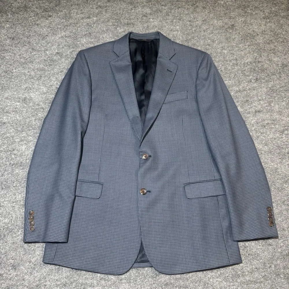 Brook Brothers 346 Fitzgerald Fit Blue Plaid Check Wool Blazer Men's Size 41R